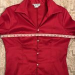Vintage Cachet elegant red button satin faux diamond blouse Size L Photo 8