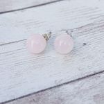 Vintage Stud Earrings Retro Light Pink Frosted Ball Small & Dainty Photo 1