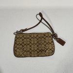 Coach  Small Tan and Brown Signature Wristlet Zip Pouch/Wallet Photo 6