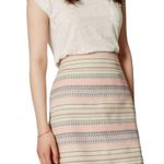 Loft Nwt Ann Toylor  00 Mini Skirt Jacquard A line Skirt Beige, light blush pink​ Photo 0