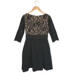 Eliza J Cocktail Skater Lace Faille Bodice Pocket Lined LBD Little Black Dress 6 Photo 4