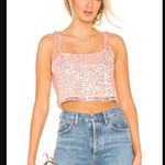 H:ours Revolve  Kristen Silver Pink Sequin Crop Tie Shoulder Tank Top XS NWT Photo 0