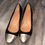 J.Crew  Factory Bryn Black Suede w/Metallic Cap Toe Pumps 9 Photo 2