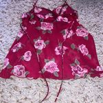 California Dynasty Red Floral Babydoll Lingerie Slip Photo 2