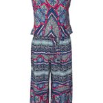 Tommy Bahama Blouson Jumpsuit L $148 Wide Leg Stretch Tropical Beachy Pockets Photo 0