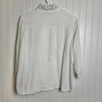 POL  Beautiful White Lace Blouse 3/4 Sleeve, Button Front, Semi Sheer Photo 6