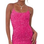 Hot Pink Short Homecoming Dress Photo 2