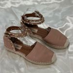 Valentino Garavani  Rockstud Espadrille Sandals Leather Wrap Ankle Poudre Pink 35 Photo 3