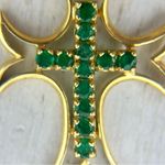Solid 18K, genuine emeralds cross pendant Multiple Photo 12