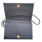 Vintage 60s Black Satin Pleated Purse Clutch Gold Tone Rhinestone Infinity Clasp Photo 4