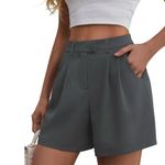 NWT Dark Gray Tailored High Waist Wide Leg Shorts with Pockets Photo 1