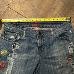 Jessica Simpson  Low Rise JeansY2K Fray Flare Floral Painted‎ Denim Women's 8 Photo 11