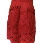 Anthropologie Baraschi Red Linen Eyelet Skirt Photo 1