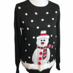 Mesh & Lace Snowman Sweater, Black, White, Large Size M Photo 0