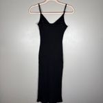 Princess Polly  Midi Dress Size 6 Black Muir Long Ribbed Snap Down Bodycon Photo 2