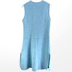 60s Vintage Blue A Line Sleeveless Tunic Open Front Shirt Dress Nautical Buttons Size M Photo 2