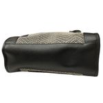 Big Buddha Chevron Pattern Straw Satchel Handbag Black White with Gold Accent Photo 9