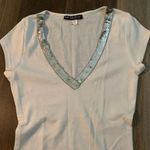 Y2k sequin v neck tee White Size M Photo 1