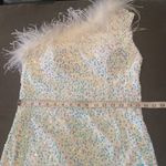 White Short Feather Sequin One Shoulder Prom Party Dress CorsetBack Size 12 NWOT Photo 8