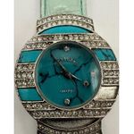 Suzette Collection Womens Juliette Collection Turquoise Watch Rhinestone Bezel Stainless Steel Back Photo 9