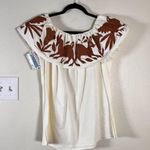 Nativa Fine Mexican Cream Off Shoulder Blouse Woman’s OSFM Brown Size M Photo 3