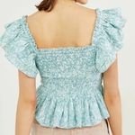 Anthropologie  Love the Label smocked ruffle square‎ neck top size small Photo 1