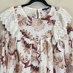 En Saison White Floral Lace Ruffle Long Sleeve Blouse Size Small‎ Photo 4