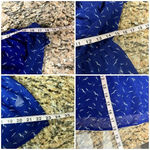 One Clothing  Los Angeles Navy Blue Crane Print Sheer Peplum Blouse Women’s L Photo 6