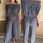 Elan  off the shoulder grey cropped wide leg boho jumpsuit romper size medium Photo 0