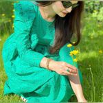 ZARA  Broderie Anglaise Cutwork Embroidered Eyelet Ruffle‎ Midi Dress Green Sz XS Photo 4