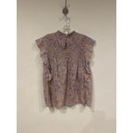 Love The Label Josepha Blouse Womens Medium Purple Floral Ruffle Flutter Top Photo 2