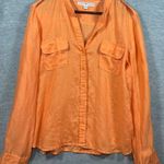 Tommy Hilfiger  Womens XL Orange Button Up 100% Linen‎ Shirt Photo 0