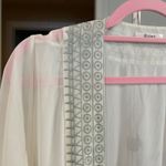 Esley Easley Kimono Fringe Trim Open Front Cover Up Bohemian Sheer Cream One Size Photo 4