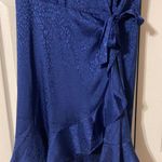 Navy Satin Cheetah Wrap Dress Size 16 plus Photo 1