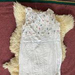 Vintage Linen garden print shift dress natural linen color sleeveless midi Size M Photo 4