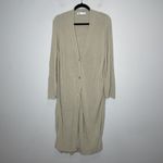ZARA Ribbed Knit Longline Duster Cardigan Tan Beige Size Large Photo 2