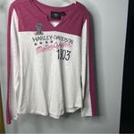 HARLEY DAVIDSON Baseball Style Longsleeve Top Small Pink White Photo 1