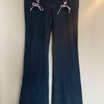 Nanette Lepore Jeans Blue Flare Lace Up 6 Y2K boho coquette whisi pink cottage Photo 0