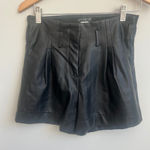 Venus  woman's size 2  Black‎ Faux Leather Shorts Pleated High Waist Dressy Party Photo 0