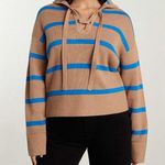 Everlane  Lace Up Smock Sweater Knit Chestnut Brown Blue Striped Size XXS Wool Photo 0