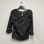 Cooper and Ella  Women’s Black with Gold Bird Print Zip Front Blouse Size: Small Photo 2