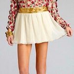 Gianni Bini NWT  XS Cream Gold Beaded Belt Mini Skirt Layered Flare Summer Photo 0
