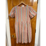 Mamma Mia The Kaftan Company Pastel Rainbow Stripe Dress Size S Boho Cotton Pink Photo 2