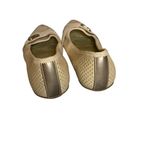 AK Sport Beige Perforated Flats With Elastic Strap Gold Accent 6 business casual Tan Photo 4