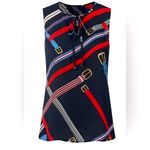 CAbi  Hold Up Top Sleeveless Blouse Women’s M Scarf Print Preppy Old Money Office Photo 4