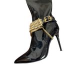 Jeffrey Campbell Knee High Vegan Patent Leather Chain Stiletto Heel Boots 7.5 Photo 2