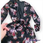 Tobi chiffon floral print faux wrap romper, long slit sleeve, lined, XS Photo 4
