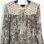 Jeans by Buffalo Womens Top Peasant Sheer Blouse Bell Sleeves Paisley Size Small Photo 2