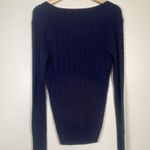 EXPRESS Cardigan Y2K Sweater 100% Cashmere Navy Blue Cable Knit Sz L Slim Fit Photo 5