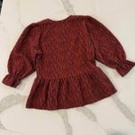 Anthropologie Ro & De Red Boucle Peplum Blouse Top Women’s Small Balloon Sleeve Photo 4